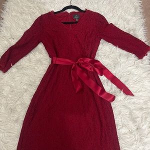 Red, Lace Adrianna Papell Semi-Formal Dress
